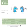 Unicorn earrings - blue opal - 925 sterling silverEarrings