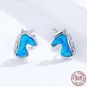 Unicorn earrings - blue opal - 925 sterling silverEarrings