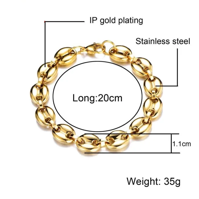 Coffee beans shaped link chain - bracelet - stainless steel - unisex - waterproofBracelets