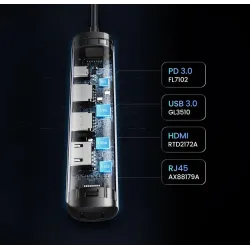 USB-C to HDMI - RJ45 - USB 3.0 - PD - HUB - multifunction adapterHubs