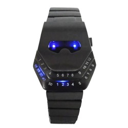 Fashionable black stainless steel watch - snake head - blue LEDWatches