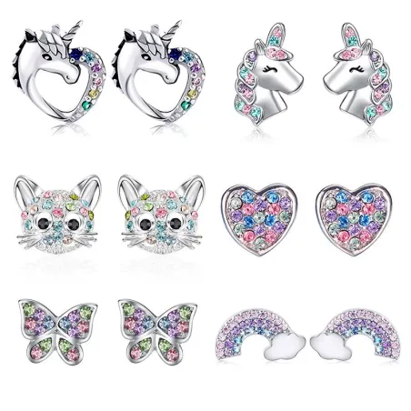 Stylish silver earrings - unicorn - cat - butterfly - rainbow - starEarrings