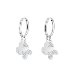 Small hoop earrings - with hanging butterfliesEarrings