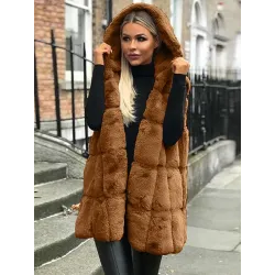 Warm winter fur coat - hooded vestJackets