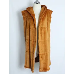 Warm winter fur coat - hooded vestJackets