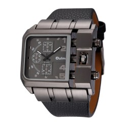 OULM 3364 - large square sports watch - Quartz - wide leather strapWatches