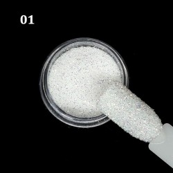 Shiny nail glitter - white sparkle flakes - sandy powderNail polish