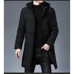 Long winter hooded jacket - zipper - buttonsJackets