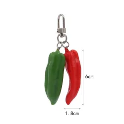 Double red / green chilli pepper - keychainKeyrings