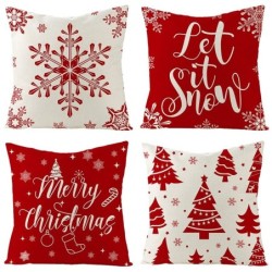 Decorative Christmas cushion cover - red with print - 45 * 45 cmCushion covers