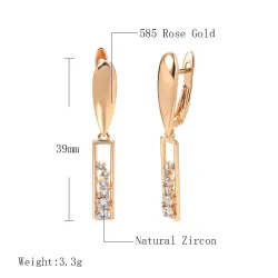 Elegant long earrings - rose gold / crystalsEarrings