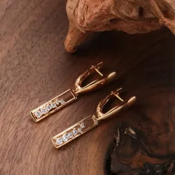 Elegant long earrings - rose gold / crystalsEarrings
