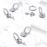 Asymmetric silver earrings - heart / key - with crystals - 925 sterling silverEarrings
