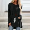 Long sleeve t-shirt - long pullover - two cats / fish printBlouses & shirts
