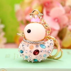 Duck with crown / crystals - keychainKeyrings