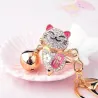 Crystal Japanese lucky cat - keychainKeyrings