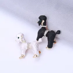 Curly hair dog - with crystals - broochBrooches