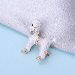 Curly hair dog - with crystals - broochBrooches
