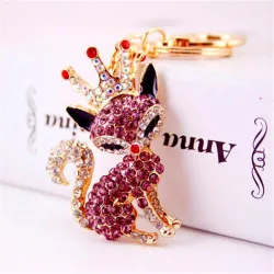 Crystal fox with crown - keychainKeyrings