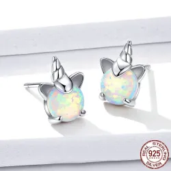 Unicorn & opal - stud earrings - 925 sterling silverEarrings