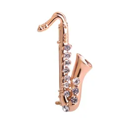 Golden crystal saxophone - broochBrooches