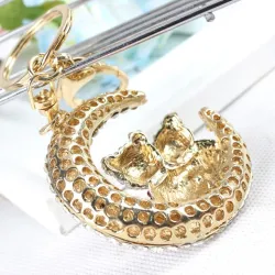 Moon crescent / cat's couple - crystal keychainKeyrings