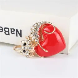 Red heart / crystal cat - keychainKeyrings
