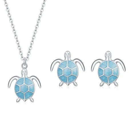 Blue turtle necklace / earrings - set - 925 sterling silverJewellery Sets