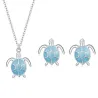 Blue turtle necklace / earrings - set - 925 sterling silverJewellery Sets