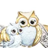 Mother owl with child - crystal ring - "I Will Always Be With You" letteringRings