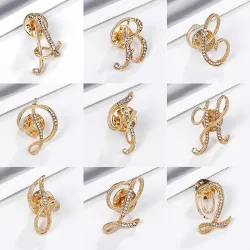 English crystal letters - alphabet - golden broochBrooches