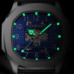 CHENXI - automatic mechanical Quartz watch - waterproof - skeleton design - silver / blackWatches