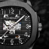 CHENXI - automatic mechanical Quartz watch - waterproof - skeleton design - silver / blackWatches