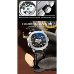 CHENXI - automatic mechanical Quartz watch - waterproof - skeleton design - silver / blackWatches