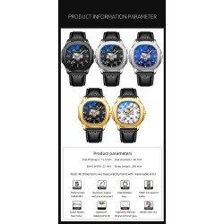 CHENXI - automatic mechanical Quartz watch - waterproof - skeleton design - silver / blackWatches