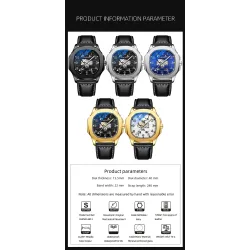 CHENXI - automatic mechanical Quartz watch - waterproof - skeleton design - silver / blackWatches