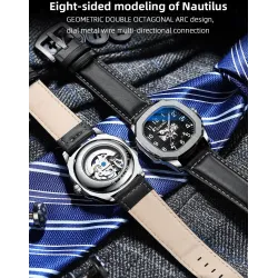 CHENXI - automatic mechanical Quartz watch - waterproof - skeleton design - silver / blackWatches