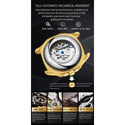 CHENXI - automatic mechanical Quartz watch - waterproof - skeleton design - silver / blackWatches