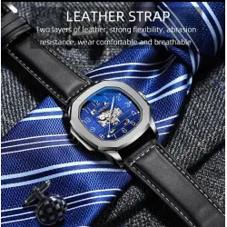 CHENXI - automatic mechanical Quartz watch - waterproof - skeleton design - silver / blackWatches