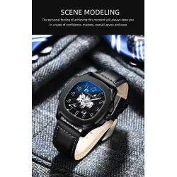 CHENXI - automatic mechanical Quartz watch - waterproof - skeleton design - silver / blackWatches