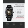 CHENXI - automatic square watch - hollow-carved design - leather strap - blackWatches