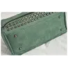 Vintage nubuck leather bag with rivets / fur pom pomBags
