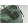 Vintage nubuck leather bag with rivets / fur pom pomBags
