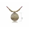 Vintage necklace - round metal pendant - leather ropeNecklaces
