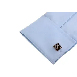 Gold - black check design - square cufflinksCufflinks