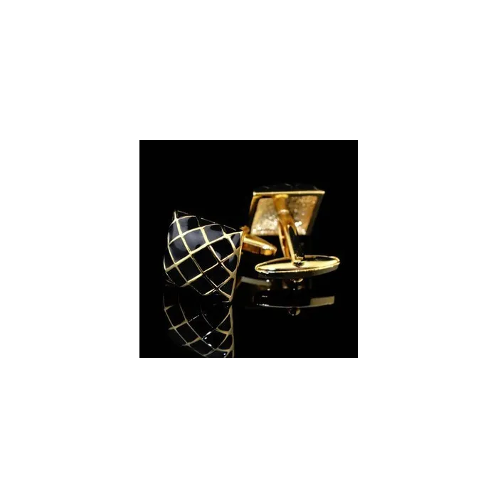 Gold - black check design - square cufflinksCufflinks