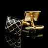 Gold - black check design - square cufflinksCufflinks