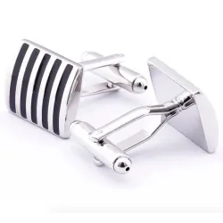 Black - red stripes - square cufflinksCufflinks