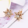 Golden flower earrings with crystalsEarrings