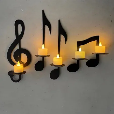 Wall mounted candle holder - black music notesCandles & Holders